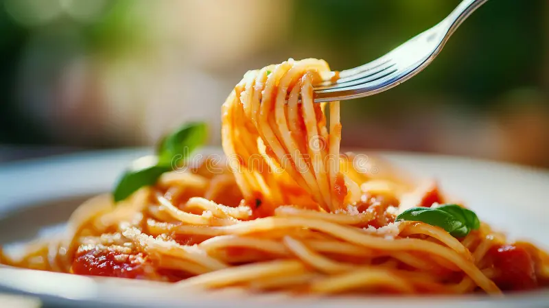 creamy pasta with fork